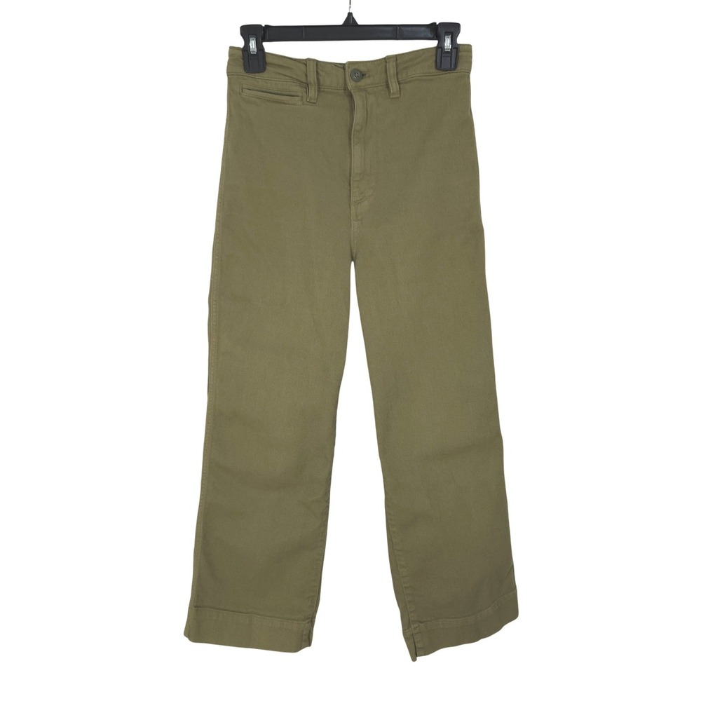 Quince High Rise Wide Leg Cropped Utility Pants Size 27 Womens Olive Green